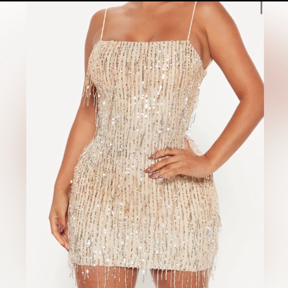 Fashion Nova Gold Sequin Dress